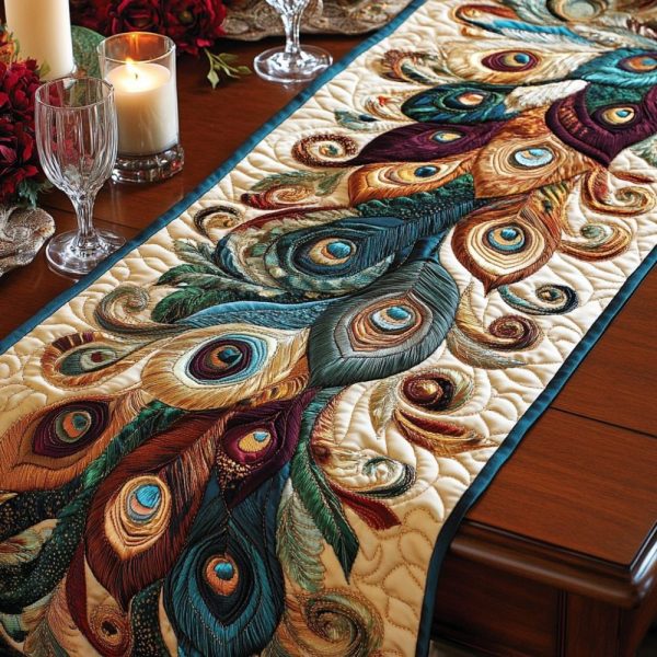 Royal Feather Quilted Table Runner