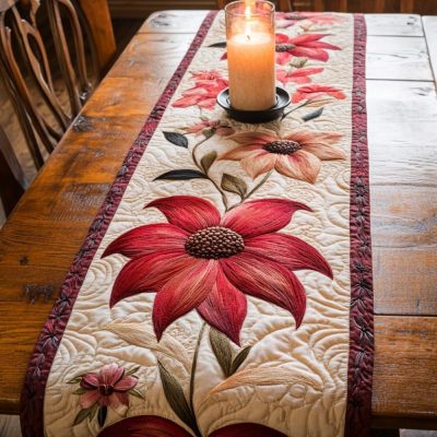 Rustic Blossoms Quilted Table Runner