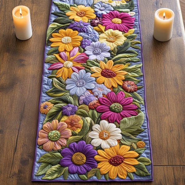 Rustic Flowers Quilted Table Runner