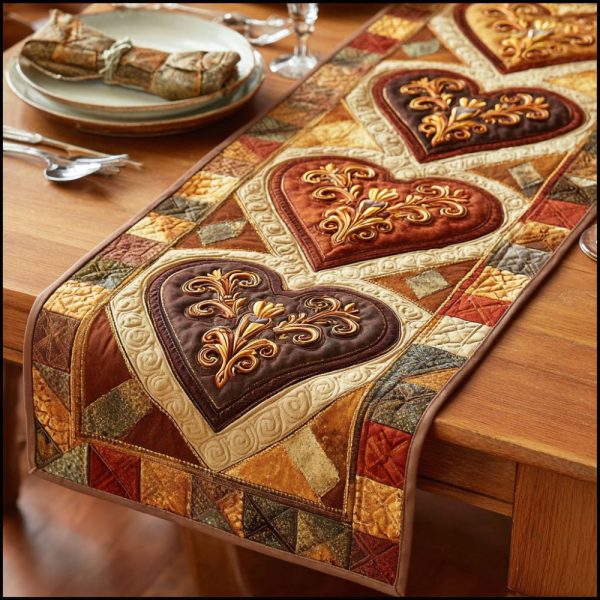 Rustic Hearts Quilted Table Runner