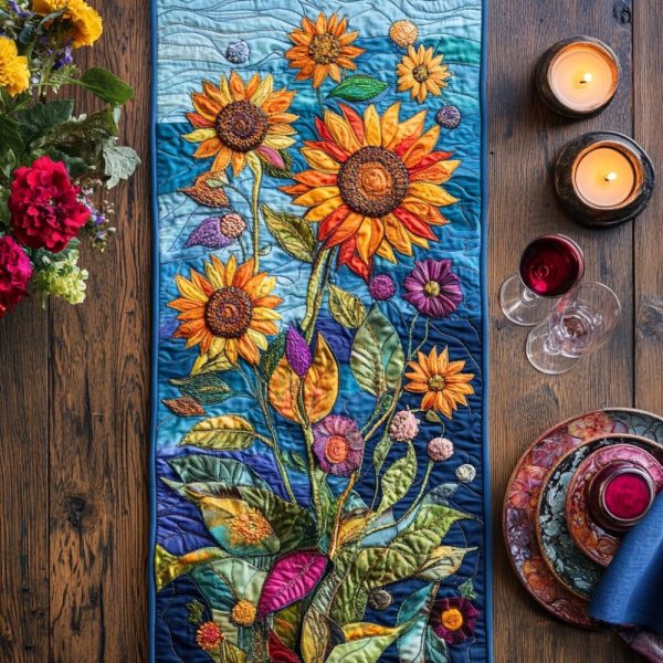 Rustic Petals Quilted Table Runner