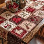 Rustic Red Garden Heart Quilted Table Runner