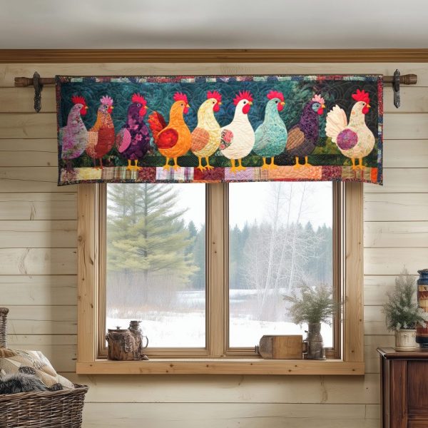 Rustic Roosters Quilted Valance