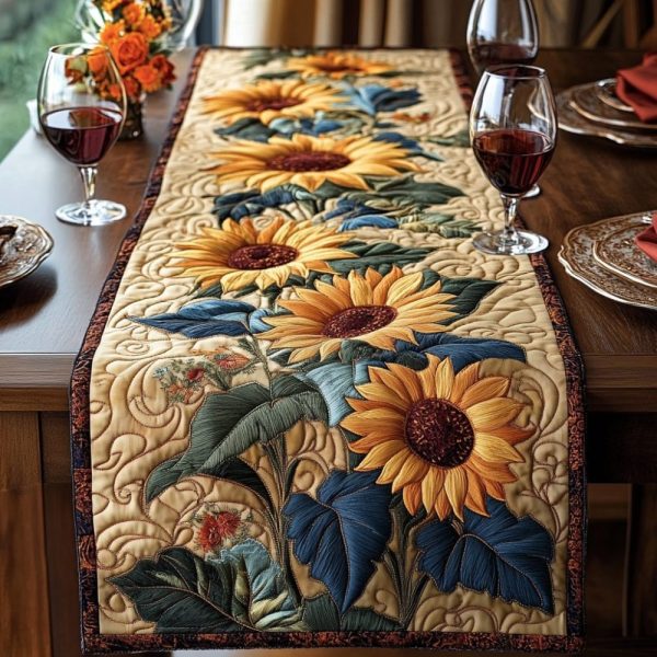 Rustic Sunflower Quilted Table Runner