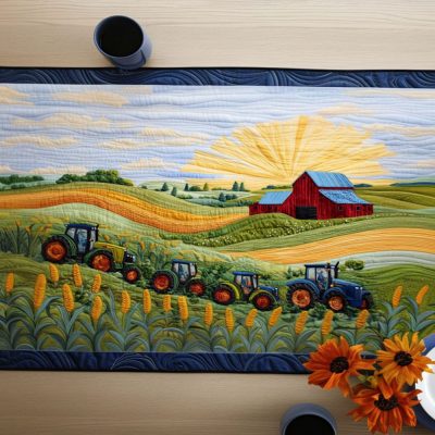 Rustic Tractor Ride Quilted Table Runner