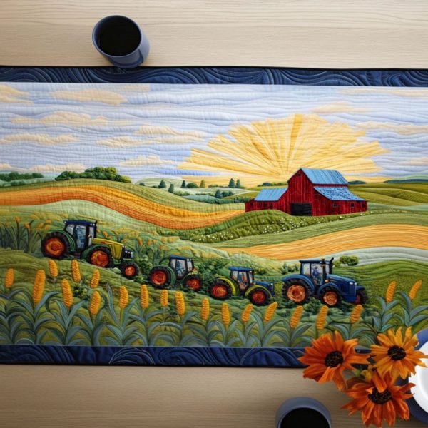 Rustic Tractor Ride Quilted Table Runner