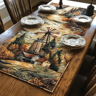 Rustic Windmill Beauty Quilted Table Runner