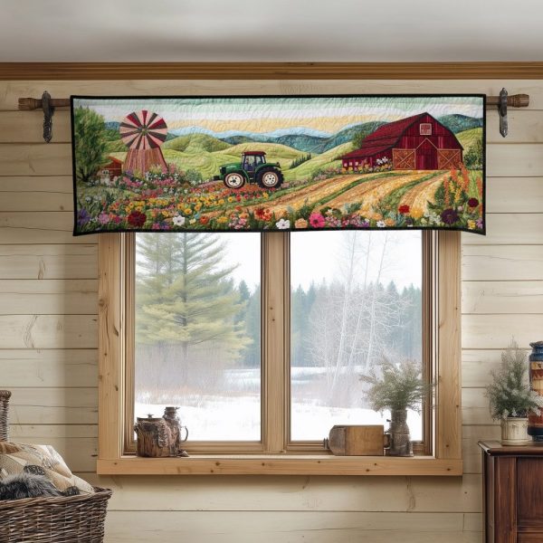 Rustic Windmill View Quilted Valance