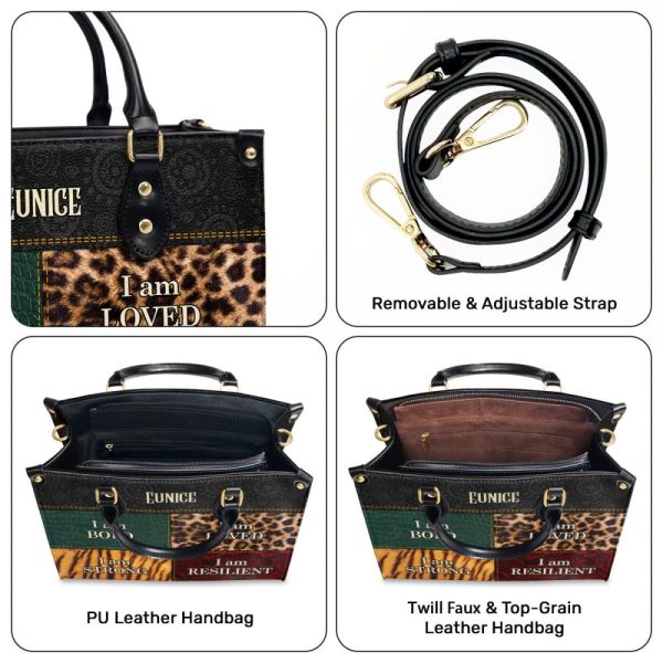 I Am Bold, Loved, Strong, Resilient - Personalized Leather Handbag Sbhn03