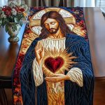 Sacred Heart Light Quilted Table Runner