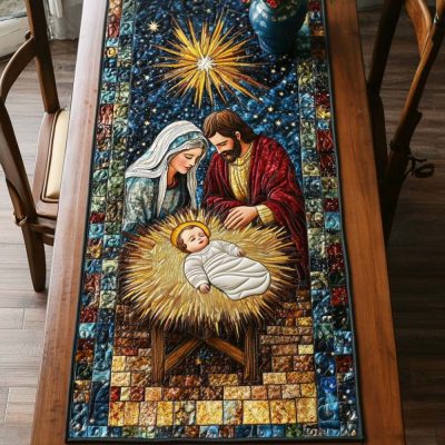 Sacred Star Family Quilted Table Runner