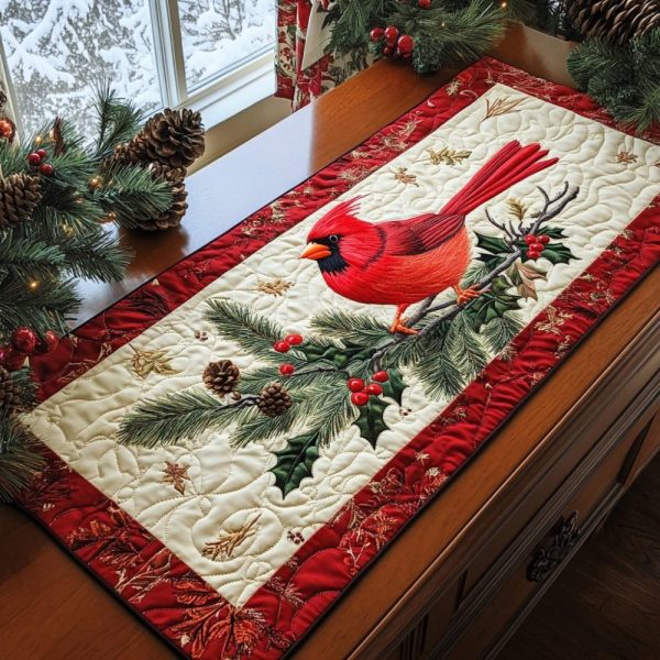 Scarlet Serenade Quilted Table Runner