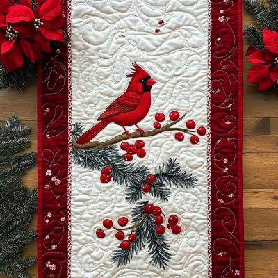 Scarlet Winter Watch Quilted Table Runner