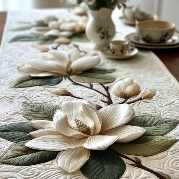 Serene Floral Quilted Table Runner