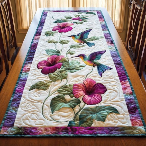 Serene Hummingbird Quilted Table Runner