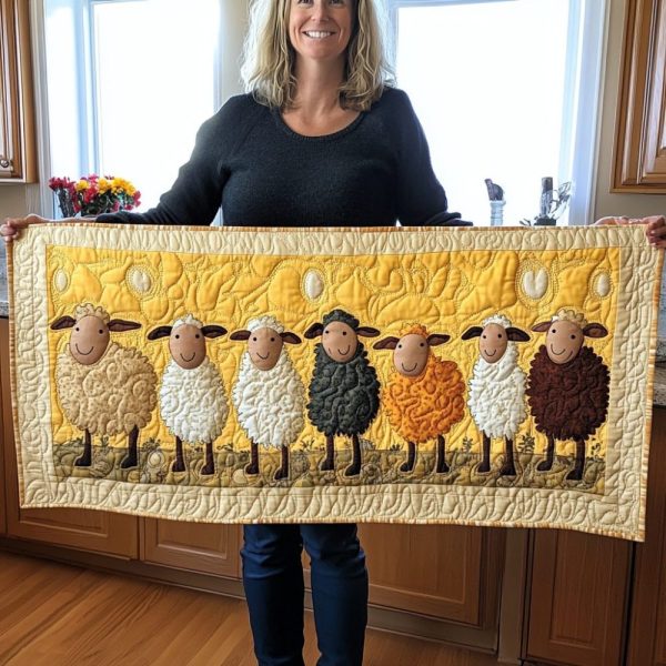 Sheep Parade Quilted Table Runner