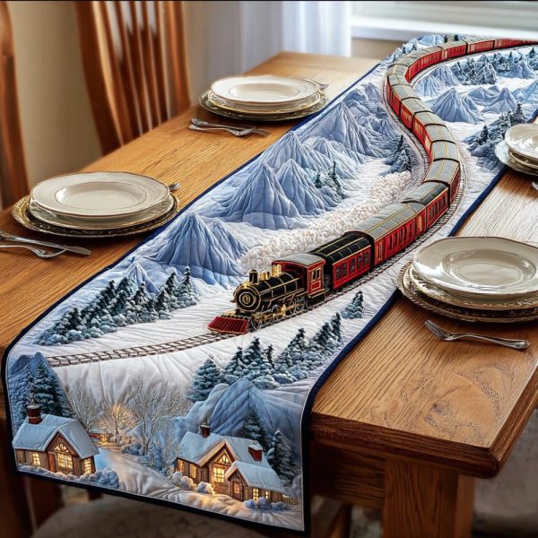 Silent Snow Lane Quilted Table Runner