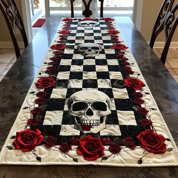 Skull & Roses Quilted Table Runner