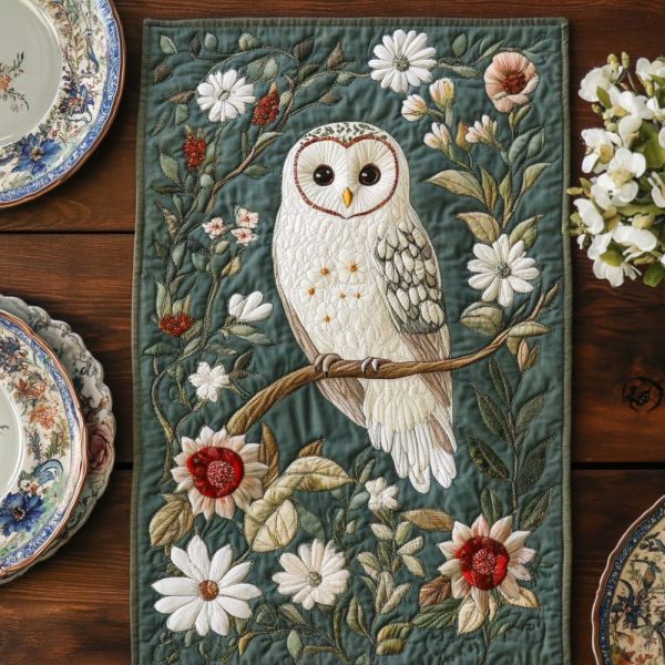 Snow Owl Quilted Table Runner