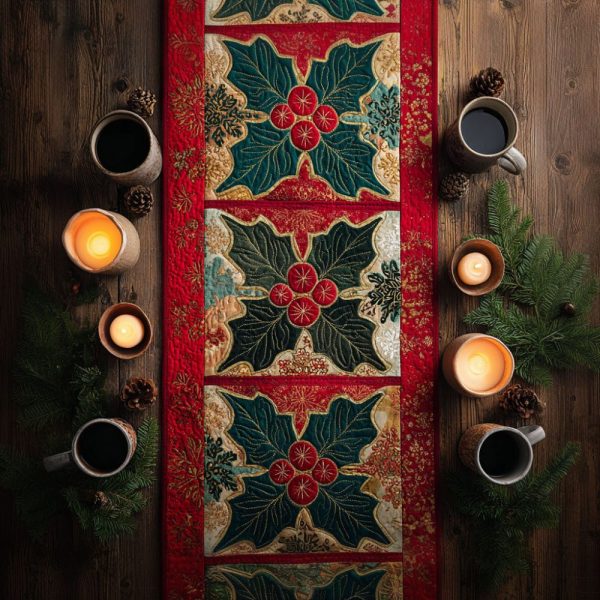 Snowflake Trail Quilted Table Runner