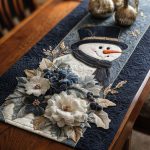Snowman And Blooms Quilted Table Runner