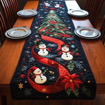 Snowman Delight Quilted Table Runner