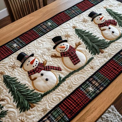 Snowman Lane Quilted Table Runner