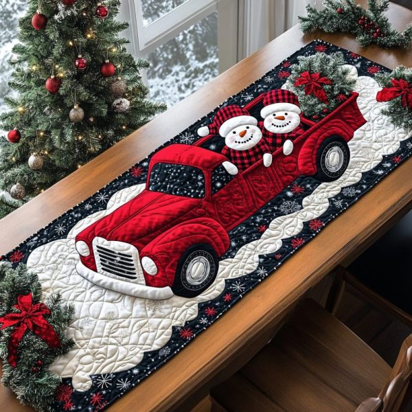 Snowmen Christmas Travel Quilted Table Runner