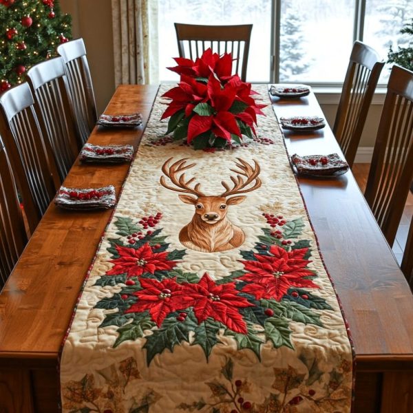 Snowy Antler Delight Quilted Table Runner