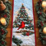 Snowy Cardinal Quilted Table Runner
