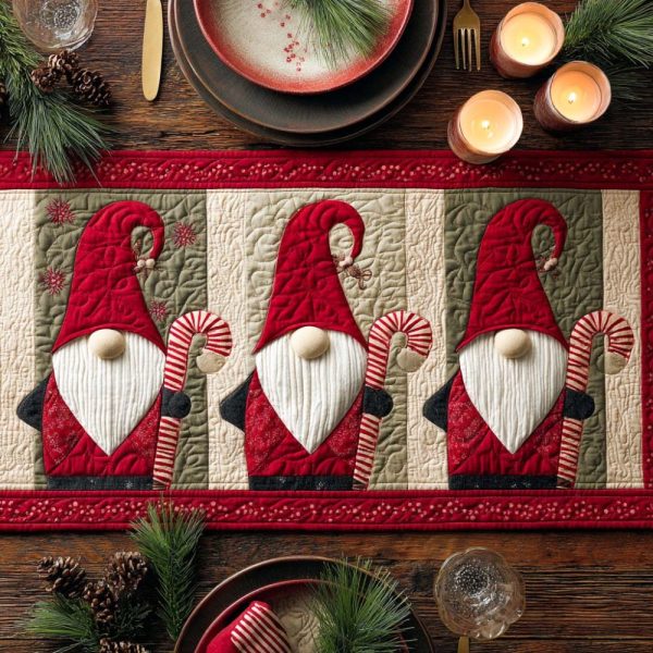 Snowy Gnomes Quilted Table Runner