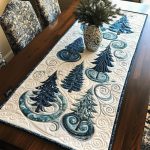 Snowy Pine Delight Quilted Table Runner