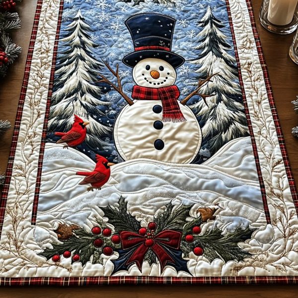 Snowy Smiles Quilted Table Runner