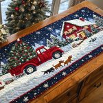 Snowy Tail Waggers Quilted Table Runner