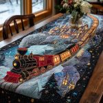 Snowy Train Voyage Quilted Table Runner