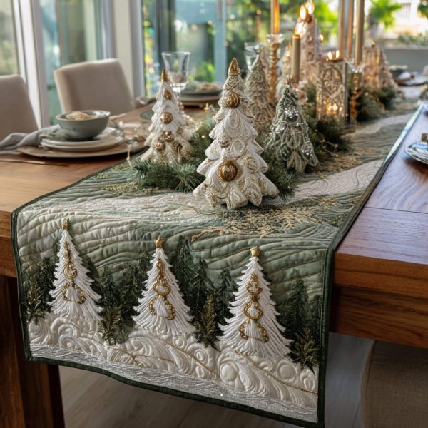 Snowy Trees Quilted Table Runner