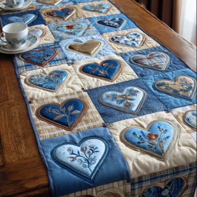 Soft Hearts Quilted Table Runner