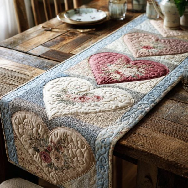 Soft Romance Quilted Table Runner