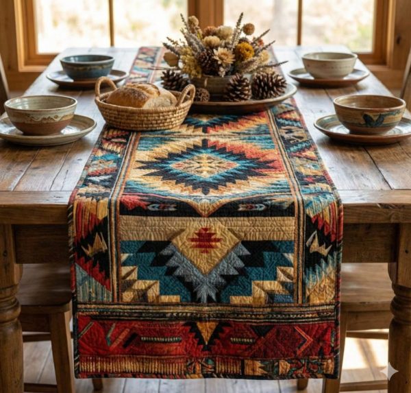 Southwestern Starburst Quilted Table Runner