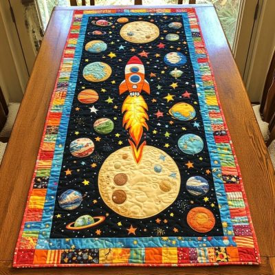 Space Rocket Quilted Table Runner
