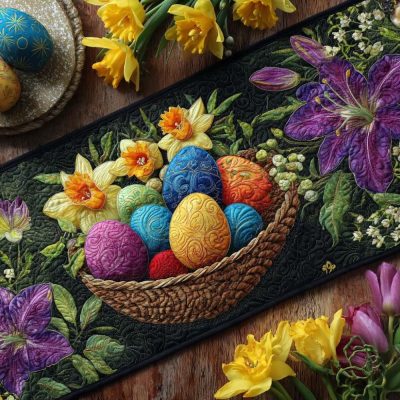 Spring Bunny Parade Quilted Table Runner