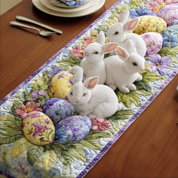 Spring Bunny Quilted Table Runner