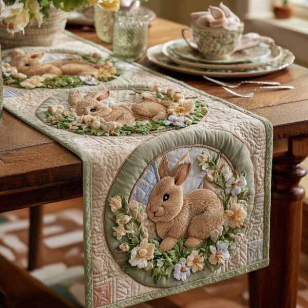 Spring Bunny Quilted Table Runner