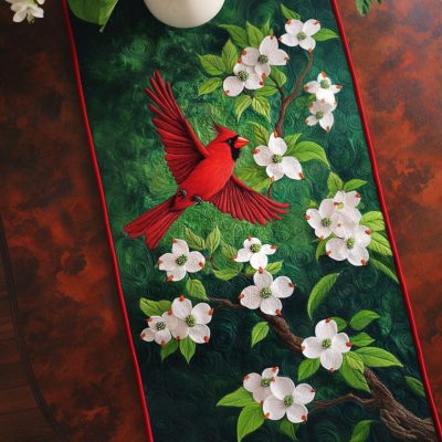 Spring Cardinal Quilted Table Runner
