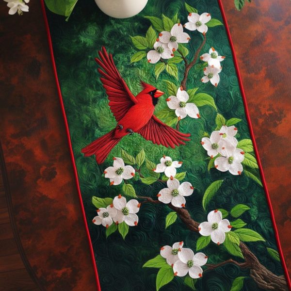 Spring Cardinal Quilted Table Runner