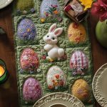 Spring Meadow Bunnies Quilted Table Runner