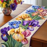 Springtime Iris Dance Quilted Table Runner