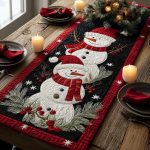 Stacked With Snowmen Quilted Table Runner
