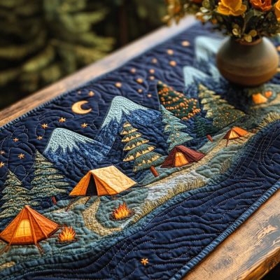 Starry Camp Night Quilted Table Runner