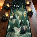 Starry Night Pines Quilted Table Runner